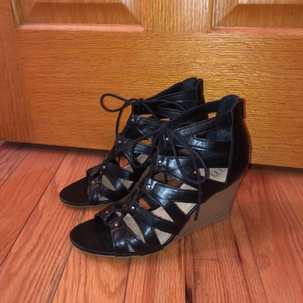A.N.A Black Wedge Sandal